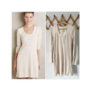 Saturday Sunday Anthropologie Lounge Dress Waffle Knit Cream XS